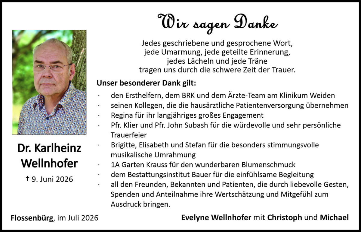 Danksagung Karlheinz Wellnhofer, Flossenbürg