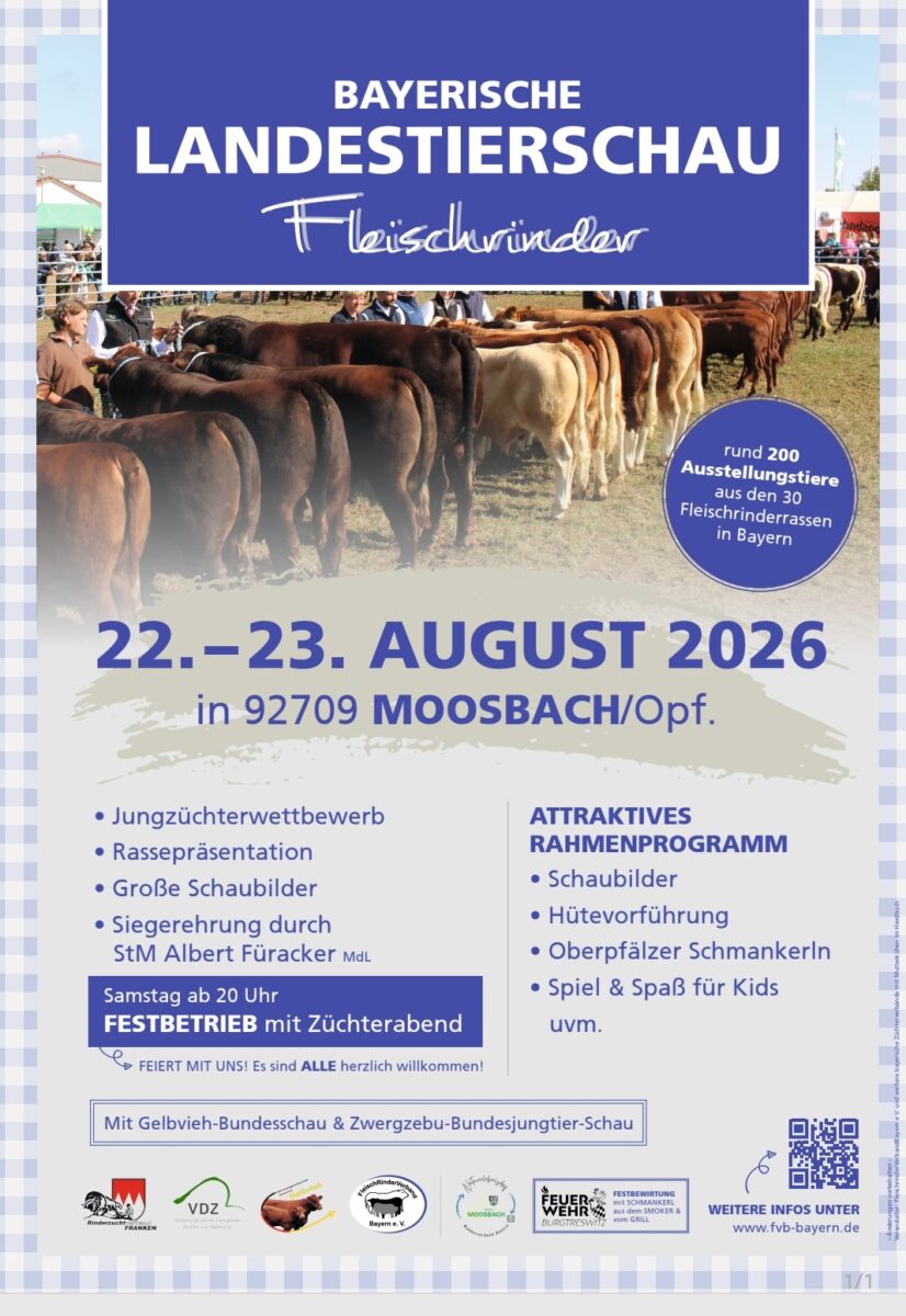 Landestierschau 2026 in Moosbach: Rinderrassenvielfalt hautnah erleben