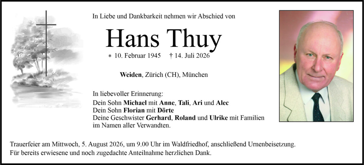 Traueranzeige Hans Thuy, Weiden