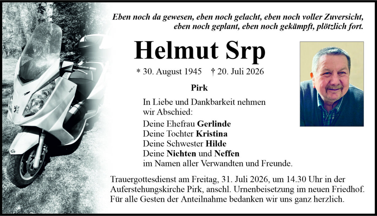 Traueranzeige Helmut Srp, Pirk
