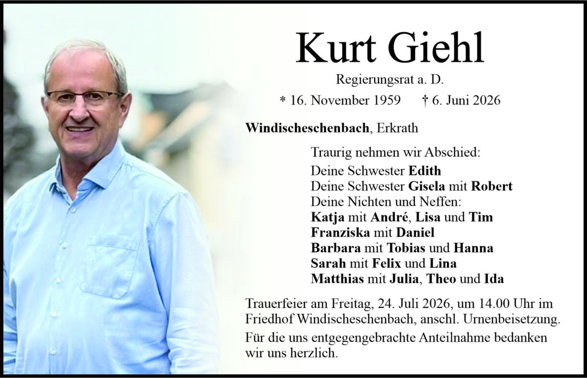 Traueranzeige Kurt Giehl, Windischeschenbach