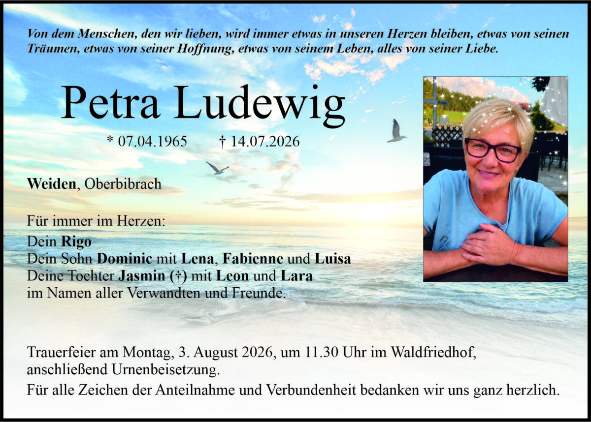 Traueranzeige Petra Ludewig, Weiden
