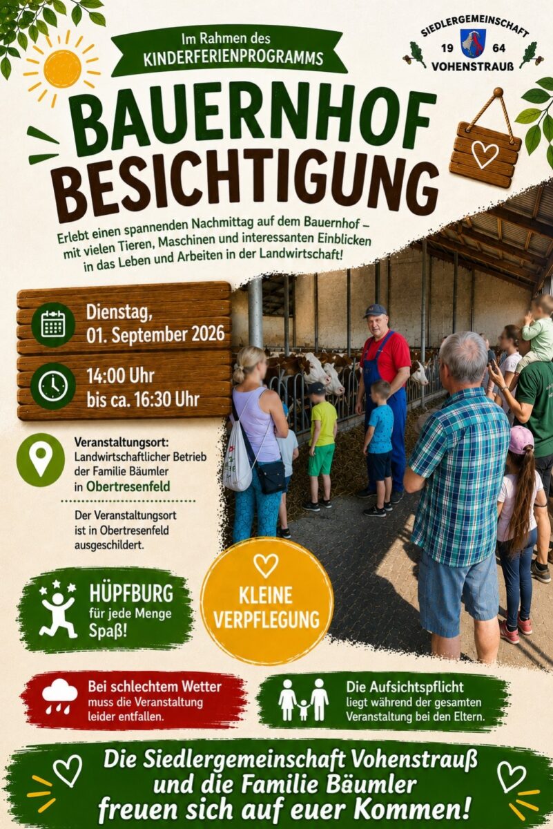 Bauernhofbesichtigung im Rahmen des Kinderferienprogramms