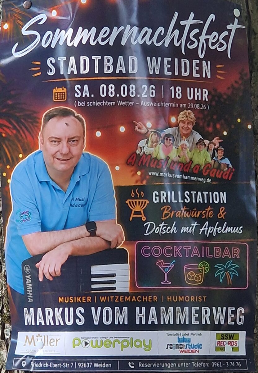 Sommernachtsfest mit Markus vom Hammerweg im Stadtbad Weiden