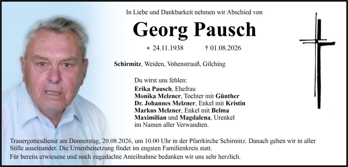 Traueranzeige Georg Pausch, Schirmitz