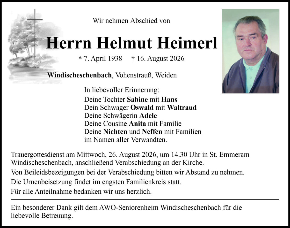 Traueranzeige Helmut Heimerl, Windischeschenbach