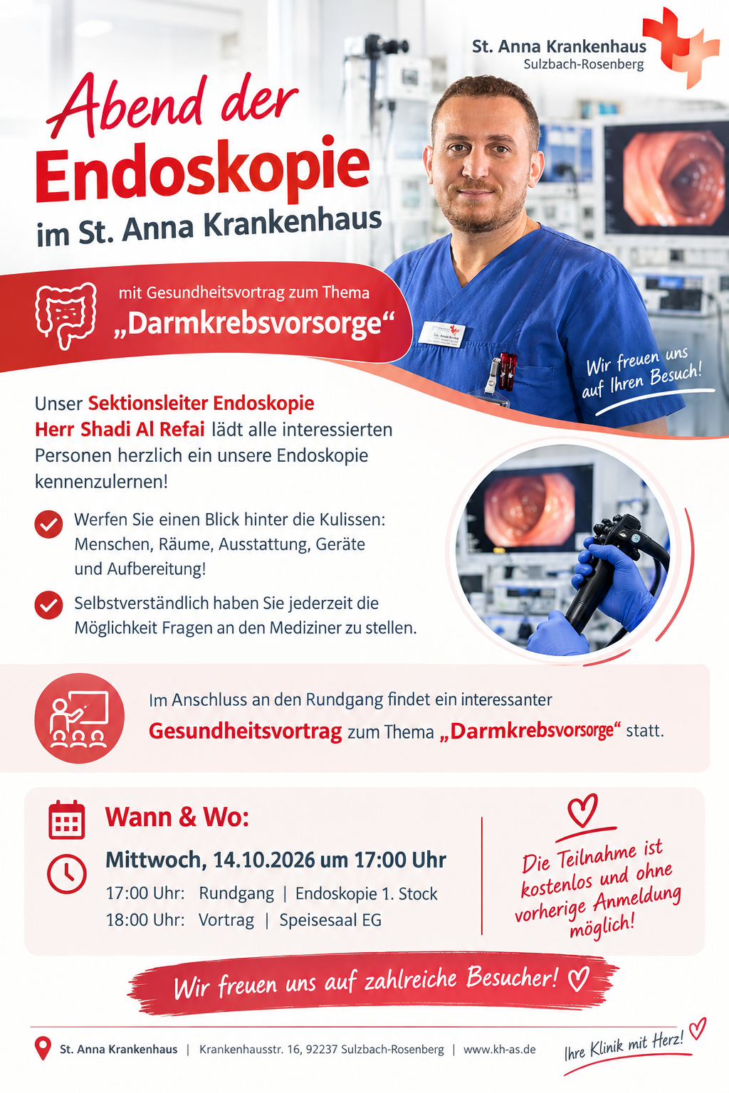 Abend der Endoskopie im St. Anna Krankenhaus mit Gesundheitsvortrag zum Thema "Darmkrebsvorsorge"