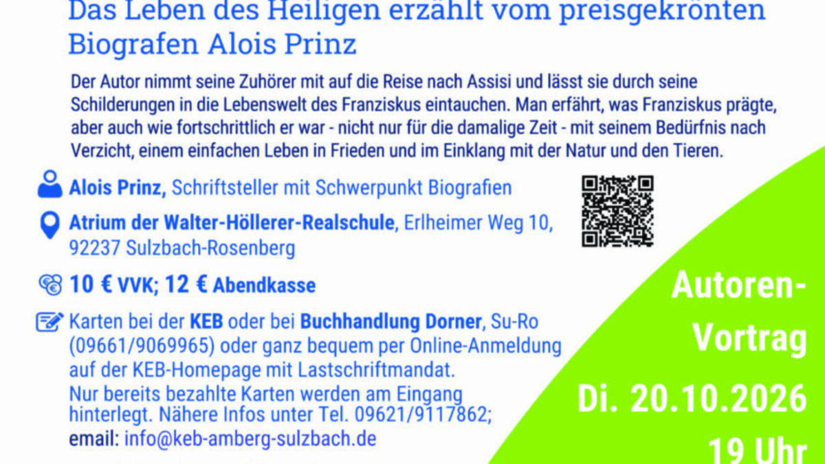 Autorenvortrag über Franz von Assisi mit Alois Prinz in Amberg