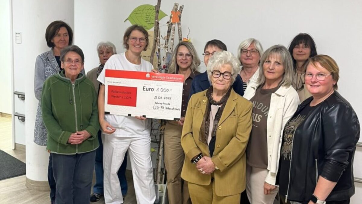 Frauenunion Vohenstrauß spendet 1.000 Euro an Palliativstation Weiden