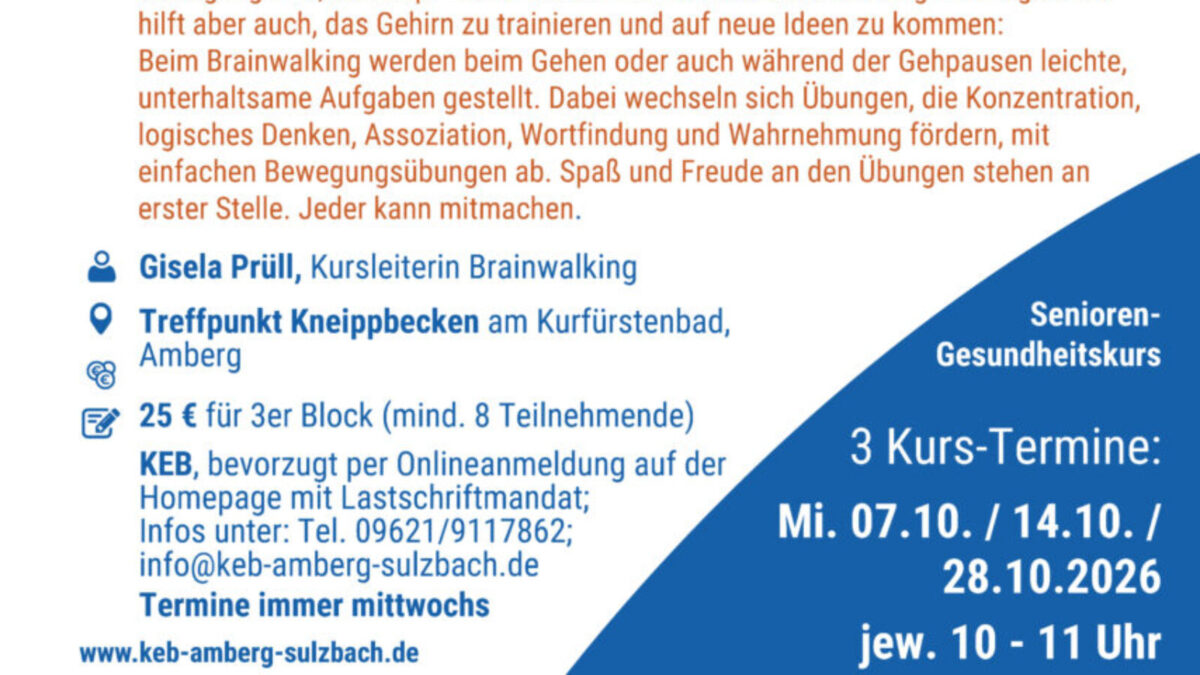 Neuer Brainwalking-Kurs für Senioren in Amberg