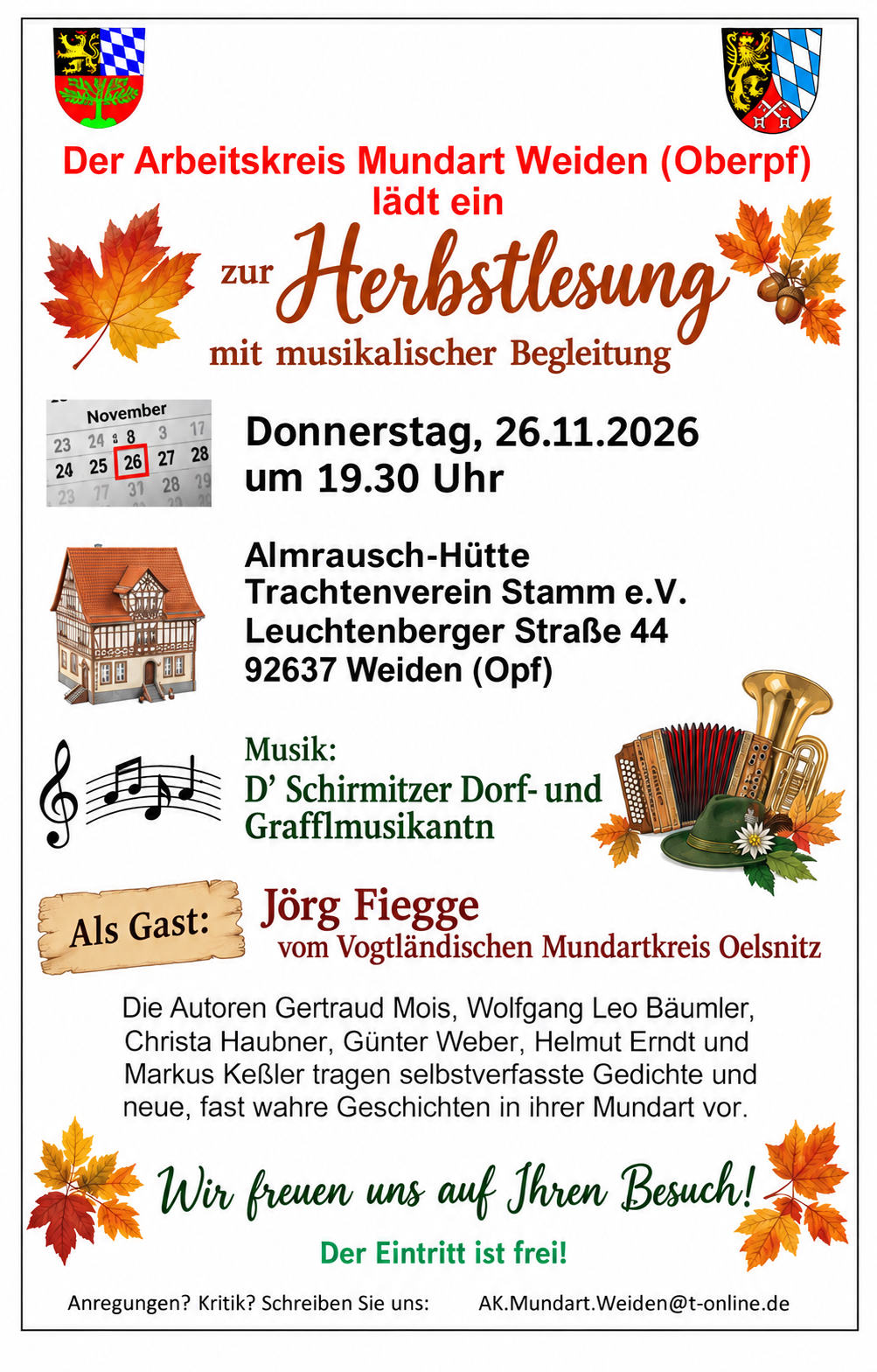 Mundartlesung des Arbeitskreis Mundart Weiden (Opf)