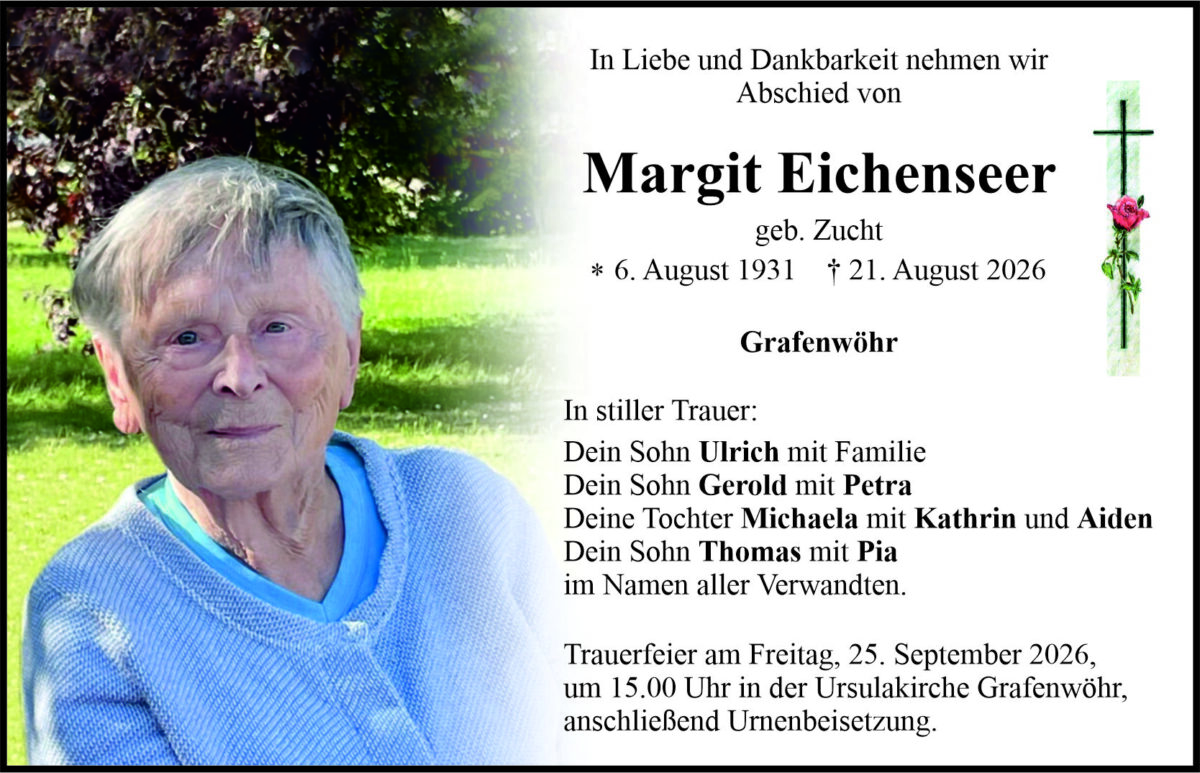 Traueranzeige Margit Eichenseer, Grafenwöhr