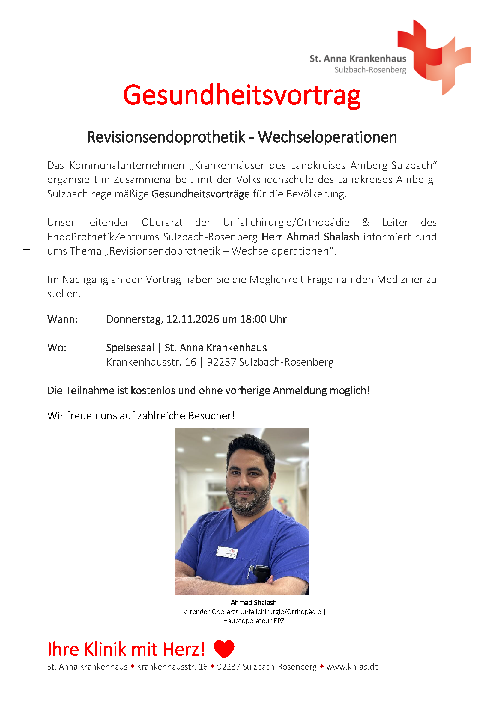 Gesundheitsvortrag: Revisionsendoprothetik - Wechseloperationen