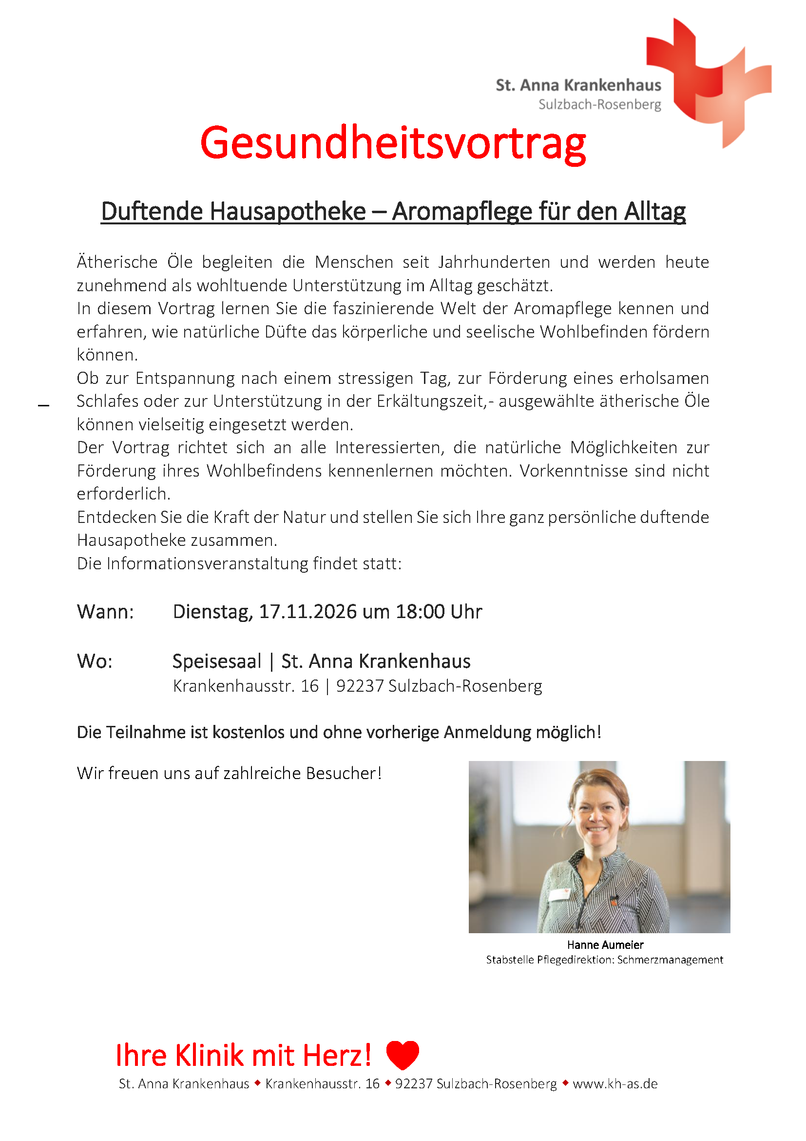 Gesundheitsvortrag: "Duftende Hausapotheke – Aromapflege für den Alltag"