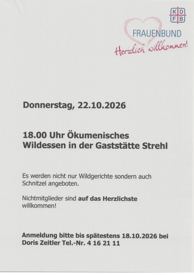 Ökumenisches Wildessen in der Waldgaststätte Strehl
