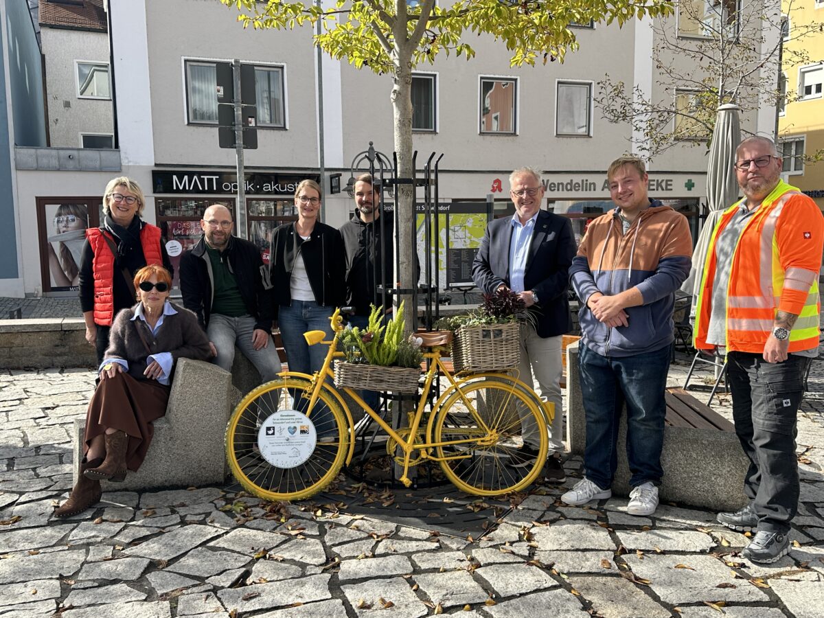 Bunte Fundräder begrünen Schwandorfs Innenstadt