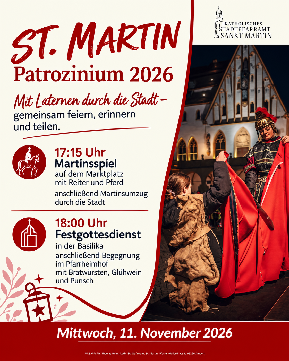 Pfarrei St. Martin Amberg lädt zum Patrozinium am 11. November ein